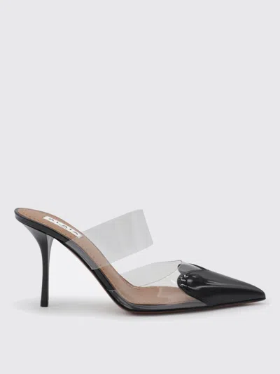 Alaïa Pointed Toe Slippers In Calf And Patent Leather In Black