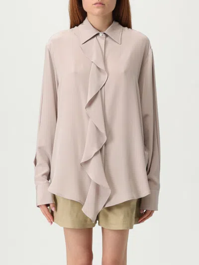 Victoria Beckham Purple Asymmetric Ruffle Blouse