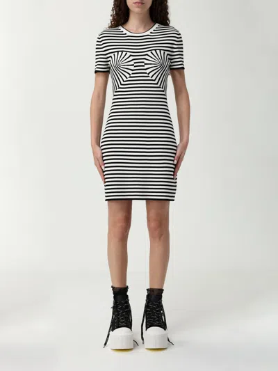 Marc Jacobs Womens Seamed-up Stripe Knitted Mini Dress Black And White