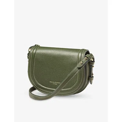 Aspinal Of London Womens Racing Green Stella Branded Leather Satchel