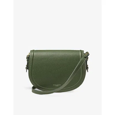 Aspinal Of London Womens Racing Green Stella Branded Leather Satchel