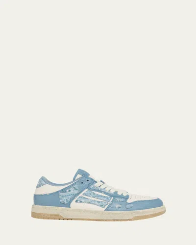 Amiri Light Blue Leather Bandana Skel Low Top Sneakers In Blue