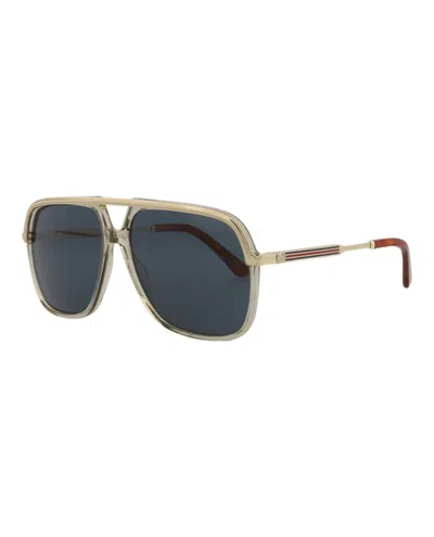Pre-owned Gucci Aviator Sunglasses/30001807004) In Brown/gold/blue (gg0200s In Multi