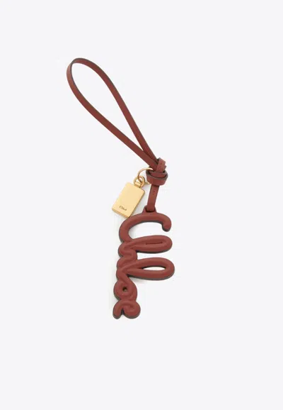 Chloé Logo Bag Charm In Calf Leather
