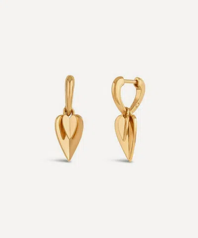 Dinny Hall 22ct Gold-plated Vermeil Silver Folded Heart Duo Drop Earrings