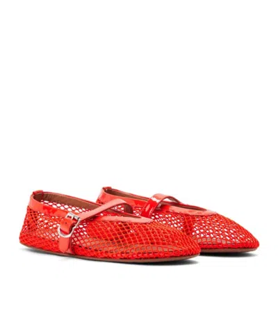 ALAÏA MESH HOLLOWED-OUT FLAT SHOES 