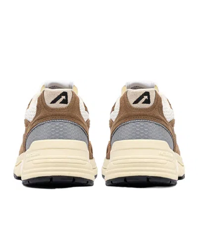 Autry Hyperway Sneakers In Cigar And Silver Mesh And Suede In Brown
