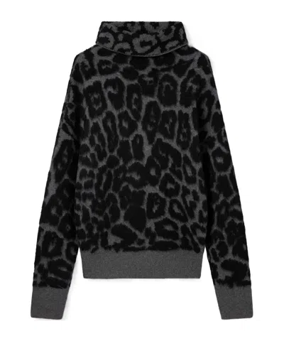 Stella Mccartney Leopard Jacquard Oversized Wool Turtleneck