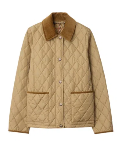 Burberry Padded Jackets With Corduroy Collar In Neutral