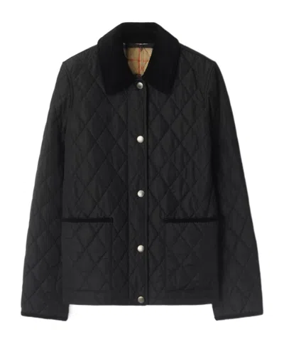 Burberry Check Lining Quilted Nylon Dorset Jacket In Black