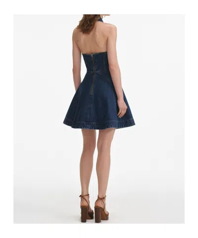 Self-portrait Denim Sleeveless Flared Mini Dress