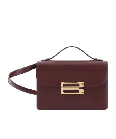 Victoria Beckham Dorian Bordeaux Shoulder Bag With Adjustable And Removable Shoulder Strap And Logo Plaque On The Fro In Burgundy