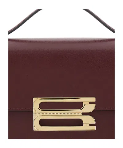 Victoria Beckham Dorian Bordeaux Shoulder Bag With Adjustable And Removable Shoulder Strap And Logo Plaque On The Fro In Burgundy
