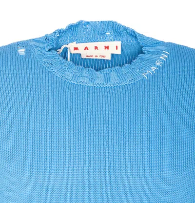 Marni Logo Embroidery Sweater Sweaters And Cardigans Blue