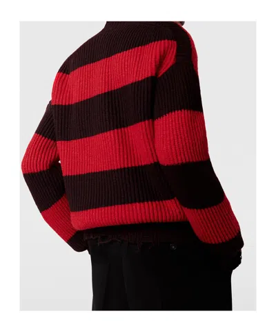 Stella Mccartney Striped V Neck Knitwear With Distressed Detailing