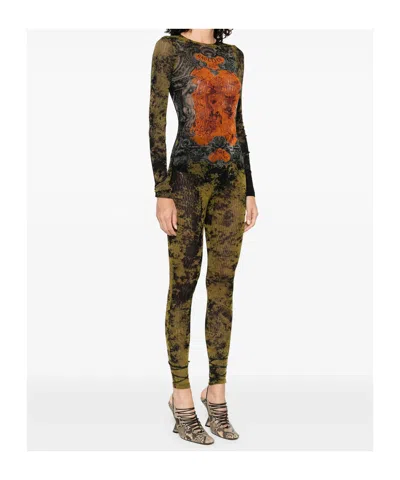 Jean Paul Gaultier Graphic Print Full-length Dress With Long Sleeves
