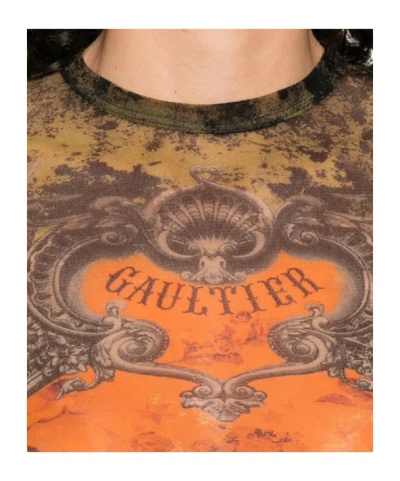 Jean Paul Gaultier Graphic Print Sheer Fabric Tops In Multi