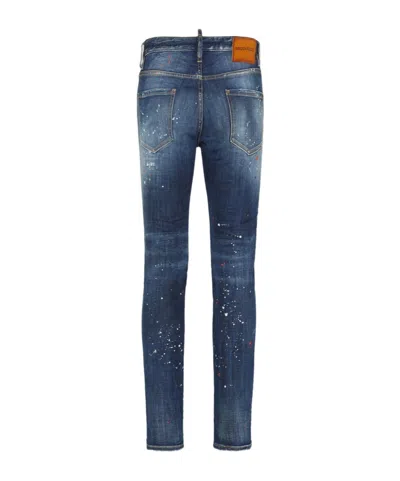 Dsquared2 Medium Easy Red Spots Wash Skater Jean In Blue