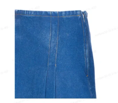 Marni Denim High Waist Midi Skirt With Pleated Detail