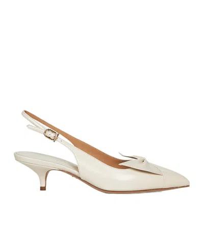 Ferragamo Women Ivory Nappa Leather Bow Slingback Pumps In White