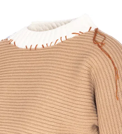 Marni Women Bicolor Cropped Sweater With Stitching