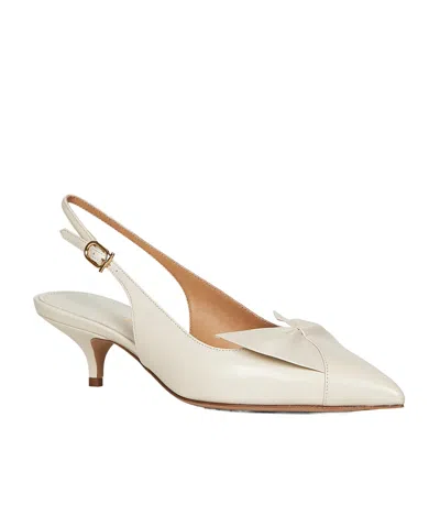 Ferragamo Women Ivory Nappa Leather Bow Slingback Pumps In White