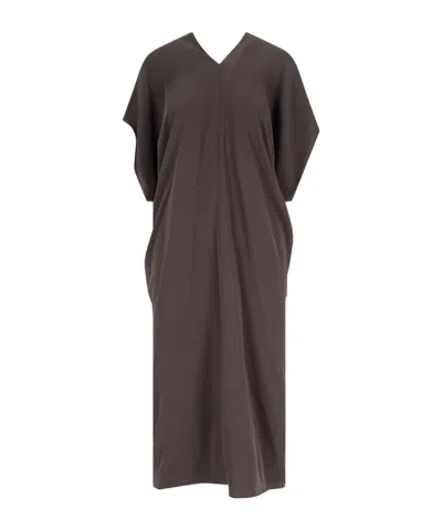 Mm6 Maison Margiela Brown Crepe Draped Midi Dress In Multi