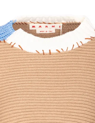 Marni Women Bicolor Cropped Sweater With Stitching