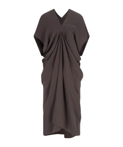 Mm6 Maison Margiela Brown Crepe Draped Midi Dress In Multi