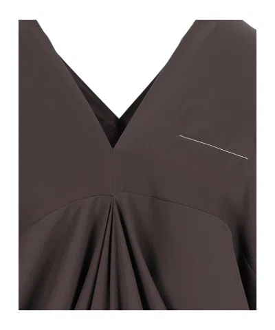 Mm6 Maison Margiela Brown Crepe Draped Midi Dress In Multi