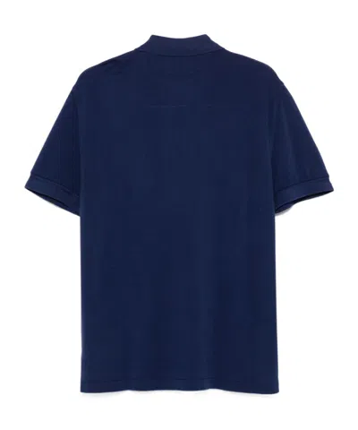 Tom Ford Blue Polo T-shirt With Embroidered Tone On Tone Logo In Cotton Man