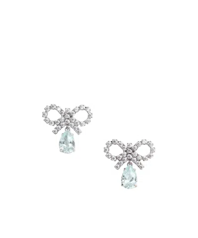 SELF-PORTRAIT MICRO BOW BLUE DROPLET EARRINGS 