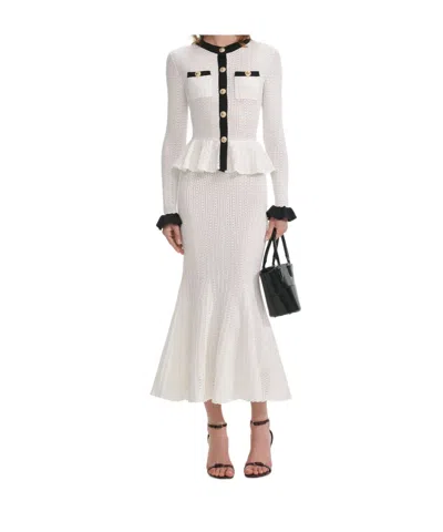 Self-portrait Pointelle Knit Contrast Midi Dress