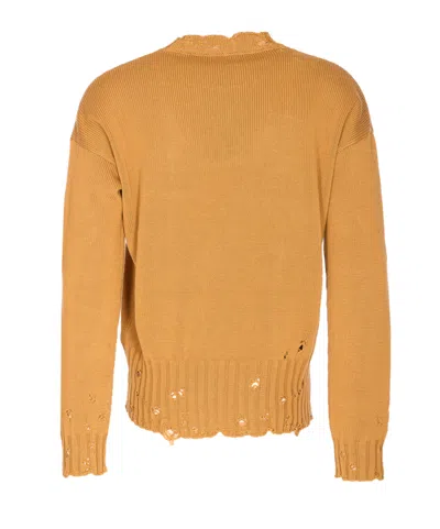 Marni Distressed Long Sleeve Ruffled Neckline Sweater