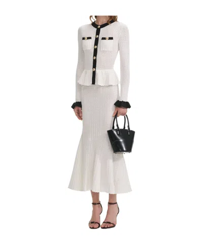 Self-portrait Pointelle Knit Contrast Midi Dress