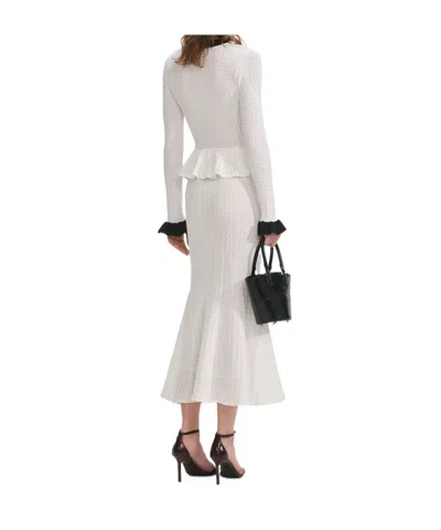 Self-portrait Pointelle Knit Contrast Midi Dress