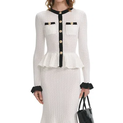 Self-portrait Pointelle Knit Contrast Midi Dress