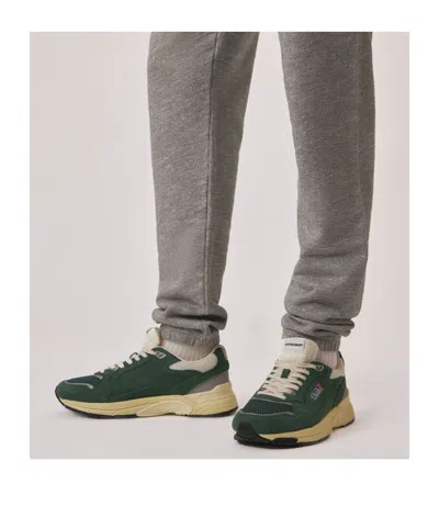 Autry Hyperway Sneakers In Malachite Color And Silver-tone Suede And Mesh In Green