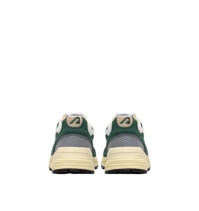 Autry Hyperway Sneakers In Malachite Color And Silver-tone Suede And Mesh In Green
