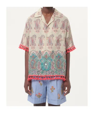 Valentino Paisley Linen Bowling Shirt
