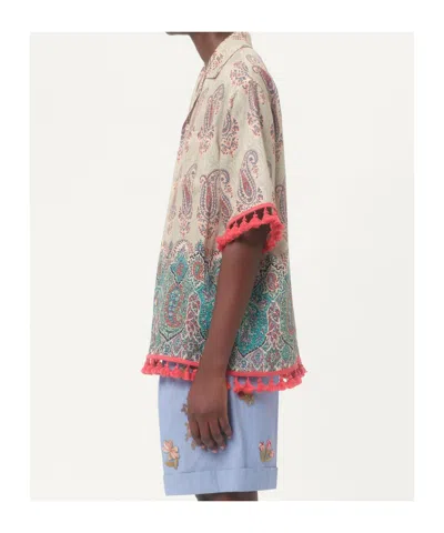 Valentino Paisley Linen Bowling Shirt