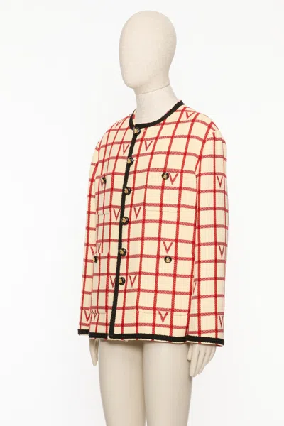 Valentino Wool Blend Jacket With V Check Pattern