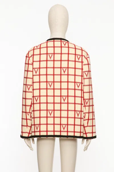 Valentino Wool Blend Jacket With V Check Pattern