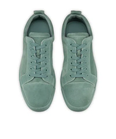 Christian Louboutin Junior Suede Round Toe Low-top Sneakers In Green