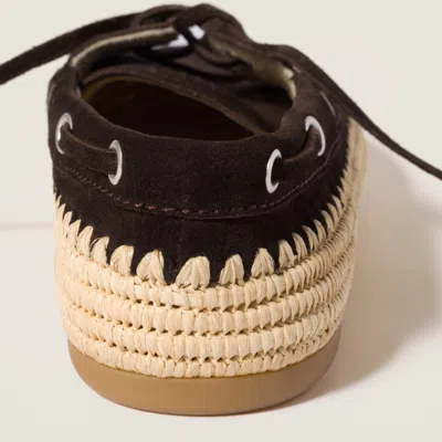 Miu Miu Suede And Raffia Boat Shoes