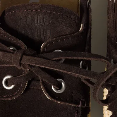Miu Miu Suede And Raffia Boat Shoes