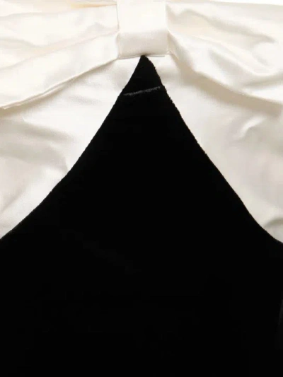 Alessandra Rich Strapless Bow-embellished Silk-duchesse And Velvet Mini Dress In Black