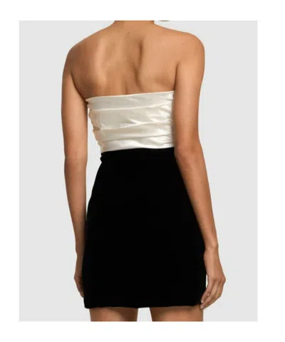 Alessandra Rich Strapless Bow-embellished Silk-duchesse And Velvet Mini Dress In Black