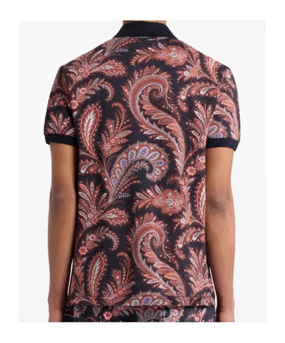 Etro Multicolor Paisley Flowers Polo In Brown