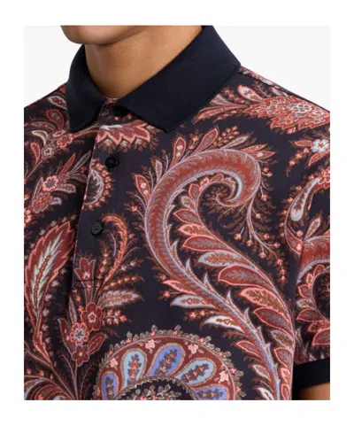 Etro Multicolor Paisley Flowers Polo In Brown